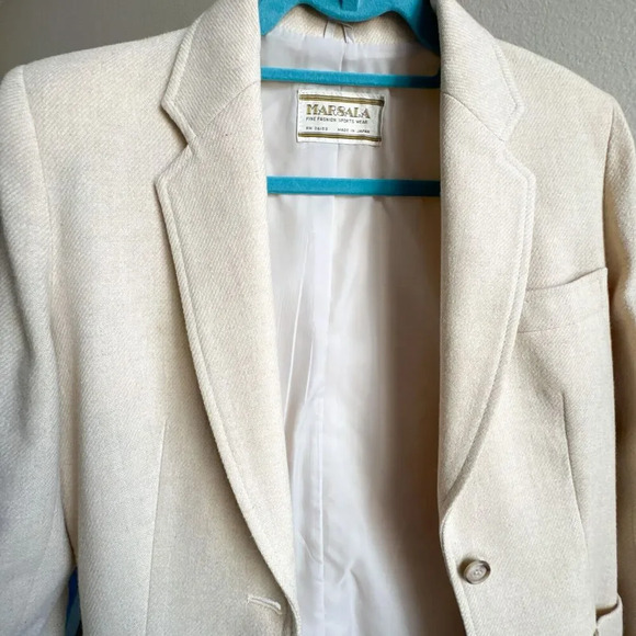 Vintage Made In Japan Ivory Cream Wool Blend Blazer marked 9/10 fits S/M - Picture 6 of 12